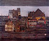 Egon Schiele Suburb painting